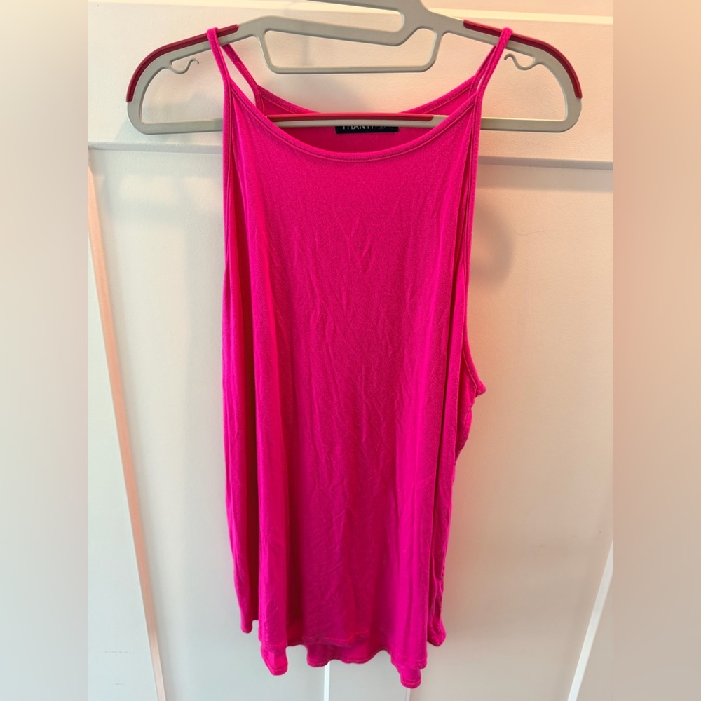 Thanth Hot Pink Fuchsia Double Strap Tank Top Sleeveless Cotton Spandex XL